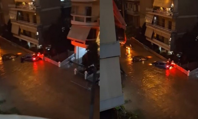 Κακοκαιρία Byron: Απίστευτες εικόνες στον Άλιμο - Επιπλέουν αυτοκίνητα στους δρόμους