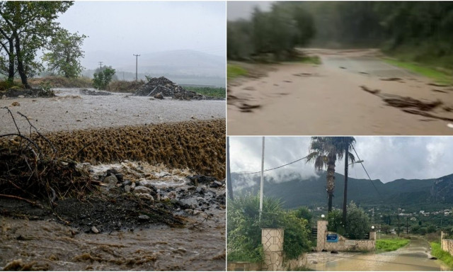 Κακοκαιρία Byron: «112» στην ανατολική Μάνη – Πλημμύρισαν δρόμοι στη Ζάκυνθο – Κλειστά σχολεία αύριο