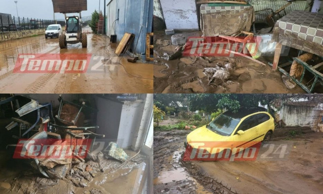 Κακοκαιρία Byron: Εικόνες καταστροφής στην Ανατολική Μάνη - Σπίτια και οχήματα βυθισμένα στη λάσπη