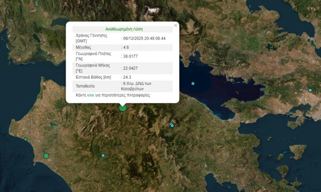 Σεισμός τώρα 4,6 Ρίχτερ στα Καλάβρυτα