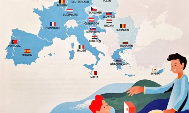 Δωδεκάνησα και νησιά Βορείου Αιγαίου με χρώματα της Τουρκίας σε χάρτη εγχειριδίου της ΕΕ