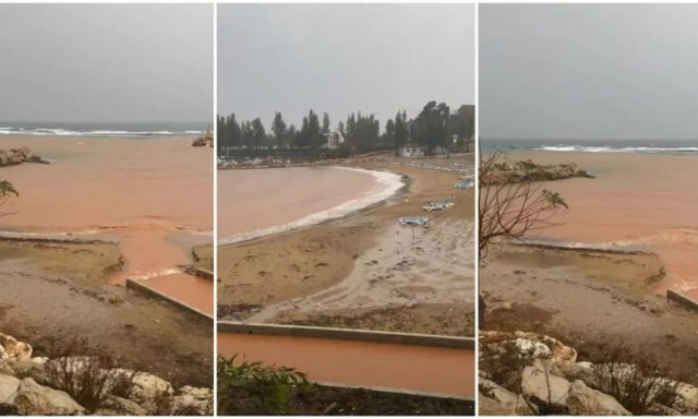 Κύπρος: Κοκκίνισε η θάλασσα στο Παραλίμνι λόγω της κακοκαιρίας Byron – Δείτε βίντεο