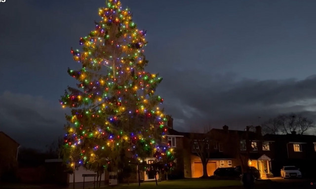 Αυτό είναι από τα παλαιότερα χριστουγεννιάτικα δέντρα - Το στολίζουν με ανυψωτική πλατφόρμα