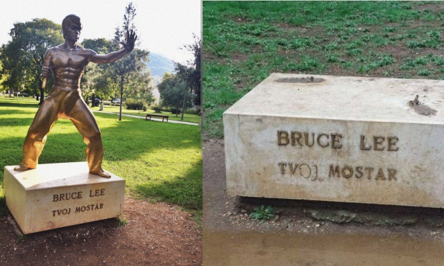 Ο Μπρους Λι «επέστρεψε» στη Βοσνία - Επανεγκαταστάθηκε το άγαλμά του στην πόλη Μόσταρ