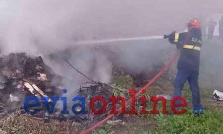 Φωτιά σε χώρο απορριμμάτων στην Εύβοια