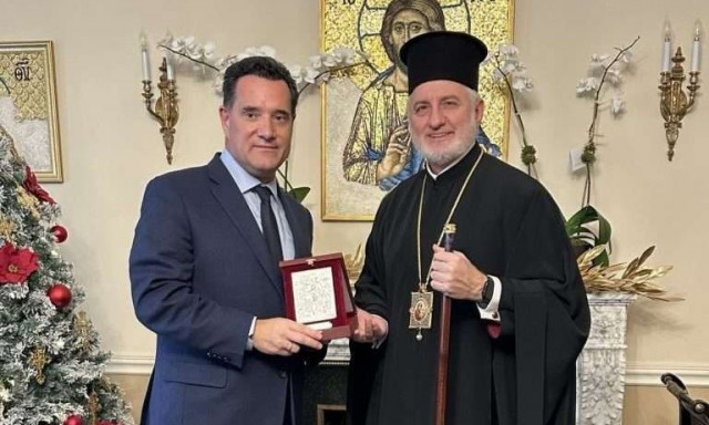 Συνάντηση Άδωνι Γεωργιάδη με τον Αρχιεπίσκοπο Αμερικής κ. Ελπιδοφόρο