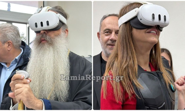 Υπάτη: Γυαλιά VR έβαλαν ο Μητροπολίτης Φθιώτιδας Συμεών και η υπουργός Παιδείας Σοφία Ζαχαράκη