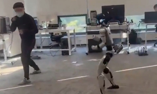 Viral κλωτσιά - Η στιγμή που το ρομπότ «σημαδεύει» τη βουβωνική χώρα ενός άνδρα