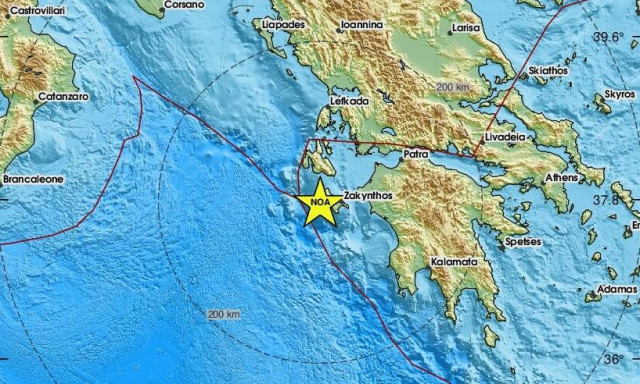Σεισμός 3,4 Ρίχτερ δυτικά της Ζακύνθου – Κοντά στις ακτές το επίκεντρο