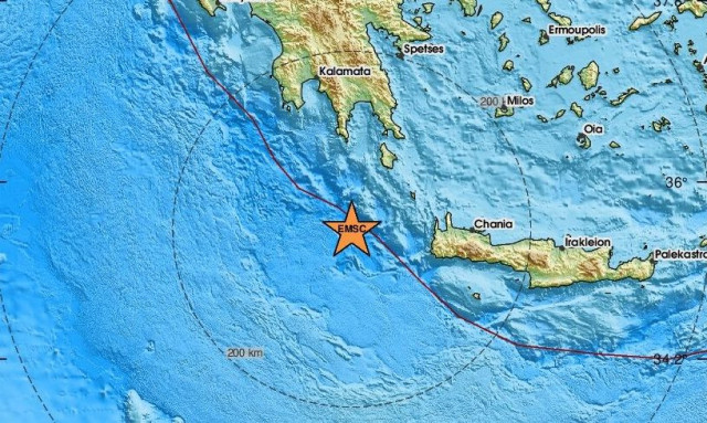 Σεισμός 4,6 Ρίχτερ δυτικά της Κρήτης