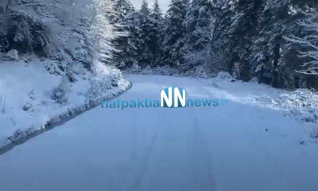 Στα λευκά «ντύθηκε» η ορεινή Ναυπακτία - Βίντεο