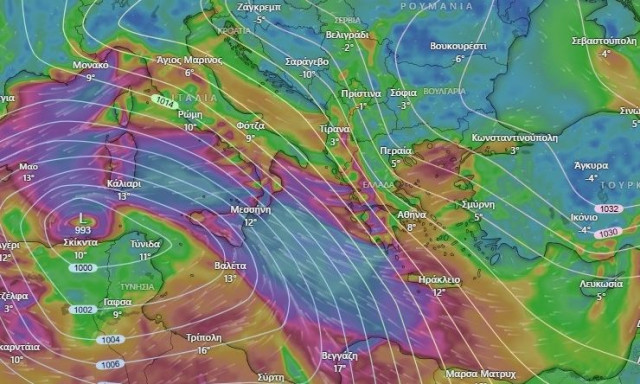 Καιρός- Τσατραφύλλιας: Επικίνδυνο βαρομετρικό χαμηλό οργανώνεται την Τρίτη στη Μεσόγειο
