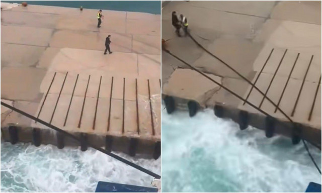 Κάρπαθος: Βίντεο από τη μάχη του πλοιάρχου να δέσει το πλοίο στο λιμάνι εν μέσω ισχυρών ανέμων