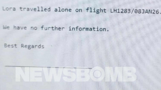 Λόρα: Η απάντηση της Lufthansa στην ΕΛΑΣ - «Ταξίδεψε μόνη της»