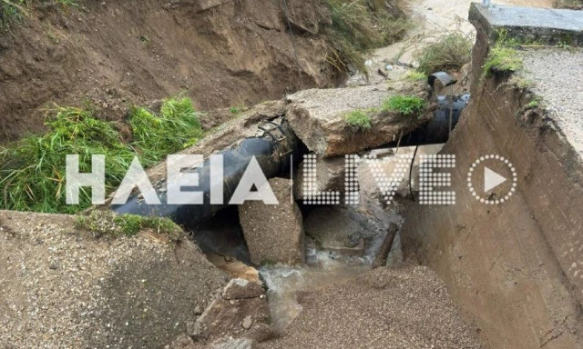 Κακοκαιρία - Πύργος: Κατέρρευσε ο κεντρικός αγωγός ύδρευσης - Κλειστά τα σχολεία την Παρασκευή