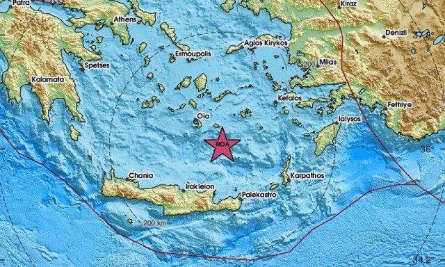 Σεισμός 3,9 Ρίχτερ νότια της Ανάφης