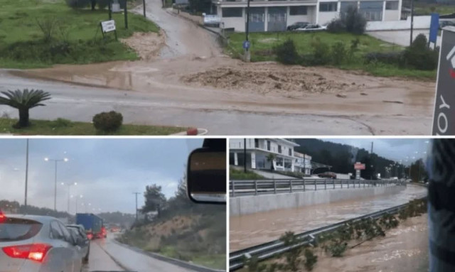 Κακοκαιρία στην Ηγουμενίτσα: Διακοπή κυκλοφορίας στον κόμβο Σελεύκειας λόγω πλημμύρας
