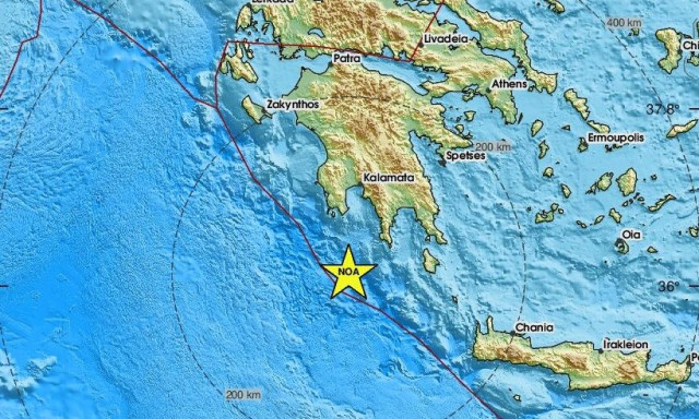 Σεισμός 3,7 Ρίχτερ νότια της Καλαμάτας