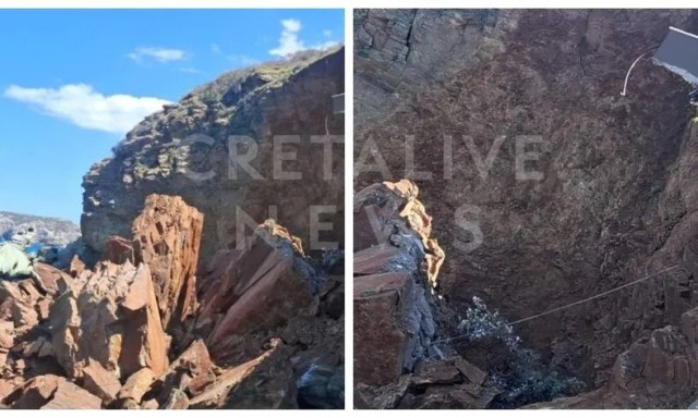 Ηράκλειο: Μεγάλη κατολίσθηση στην Αγία Πελαγία - Αποκολλήθηκε μπαλκόνι ξενοδοχείου