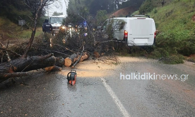 Κακοκαιρία: Κατολισθήσεις, διακοπή κυκλοφορίας και τροχαία ατυχήματα στην Χαλκιδική