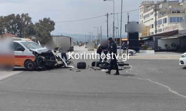 Σοβαρό τροχαίο στην ΕΟ Αθηνών-Κορίνθου: Ένας τραυματίας σε σύγκρουση φορτηγού με δίκυκλο