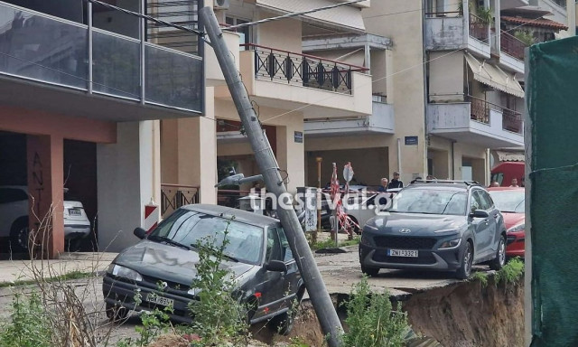 Θεσσαλονίκη: Υποχώρησε τοιχίο στους πρώην στάβλους Παπάφη – ΙΧ έπεσε στο κενό
