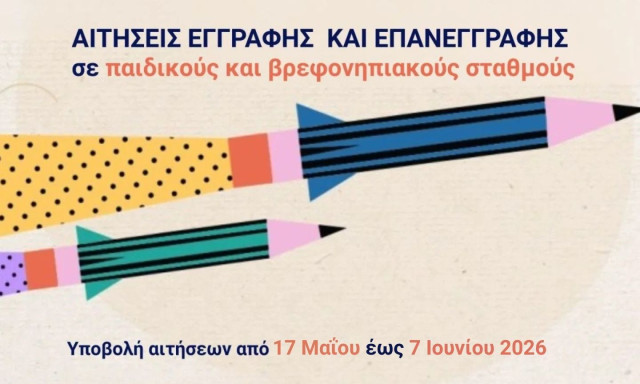 Ξεκινούν οι εγγραφές στους βρεφονηπιακούς σταθμούς του Δήμου Αγίας Παρασκευής