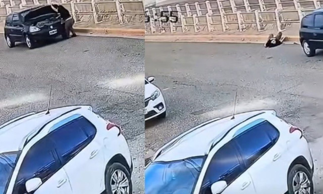Δραματικές εικόνες: Η στιγμή που αυτοκίνητο πατάει την οδηγό του