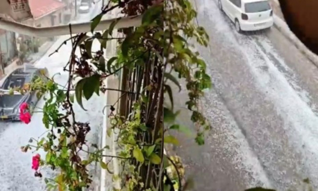 Ισχυρή χαλαζόπτωση στην Αρκαδία: Χιονισμένο τοπίο θυμίζουν οι δρόμοι στα Τρόπαια Γορτυνίας - Βίντεο