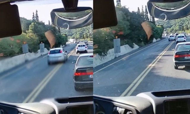 Δείτε βίντεο: Ασυνείδητος στο Ηράκλειο, προσπερνά 8 αυτοκίνητα πάνω σε στροφή