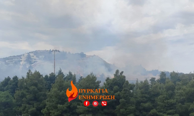 Φωτιά κοντά στο Άλσος Βεΐκου στο Γαλάτσι
