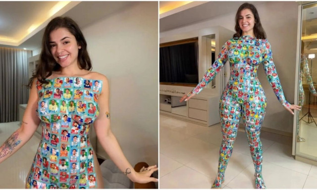 Βραζιλιάνα influencer κάλυψε το σώμα της με 1.000 αυτοκόλλητα Panini του Μουντιάλ