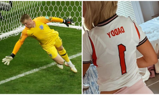 Η σύζυγος του Pickford έχασε τις αποσκευές της και φόρεσε τη φανέλα του γιου της στο Μουντιάλ