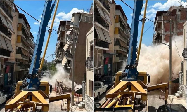 Πετράλωνα: Καρέ – καρέ η στιγμή της κατάρρευσης της πολυκατοικίας, δείτε εικόνες