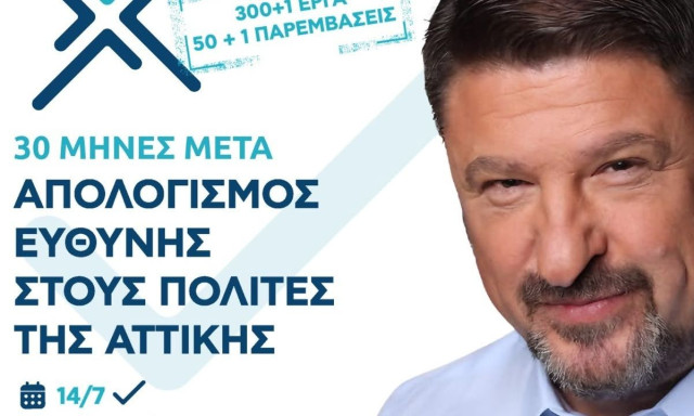 Απολογισμός Ευθύνης: Εκδήλωση Χαρδαλιά για τους 30 πρώτους μήνες στην Περιφέρεια Αττικής