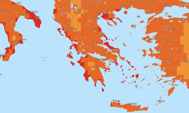 Αποπνικτικός συνδυασμός θερμοκρασίας και υγρασίας: Χάρτης με δείκτες κινδύνου - Βρείτε την πόλη σας