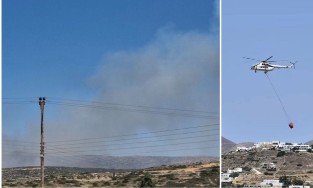 Φωτιά στην Πάρο: Εκκενώνονται 4 περιοχές – Επιχειρούν εναέρια μέσα