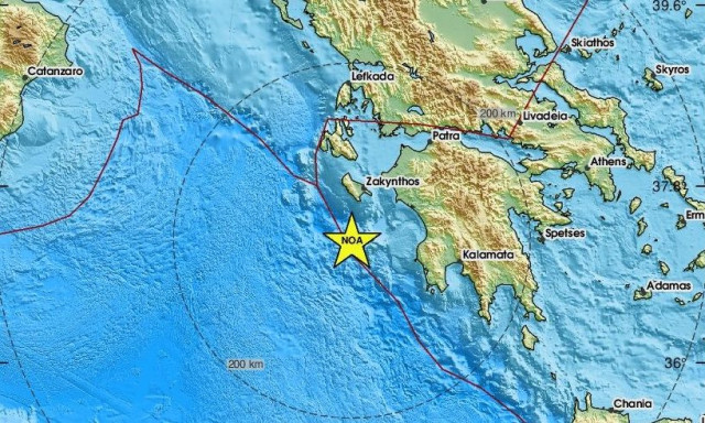 Σεισμός 3,6 Ρίχτερ νότια της Ζακύνθου