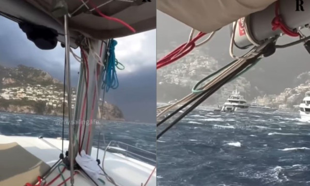 Ιταλία: Βίντεο δείχνει σκάφη να δίνουν μάχη με τα κύματα