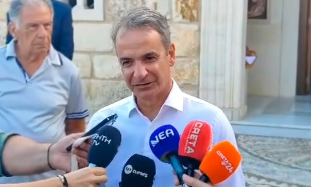 Ο Κυριάκος Μητσοτάκης στην Ιερά Μονή Μεταμόρφωση του Σωτηρος Χανίων για τον Δεκαπενταύγουστο
