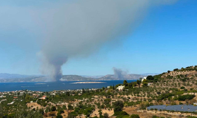 Δύο ταυτόχρονες πυρκαγιές στη Σαλαμίνα - Ήχησε το 112, επιχειρούν 7 εναέρια και δεκάδες πυροσβέστες