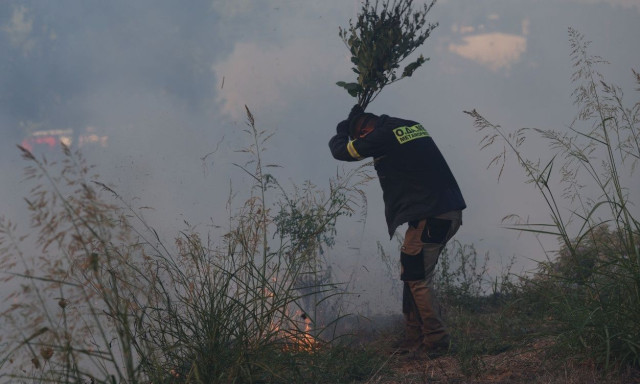 Φωτιά στον Σολομό Κορινθίας - Επιχειρούν και εναέρια, κυκλοφοριακά προβλήματα στην Ε.Ο.