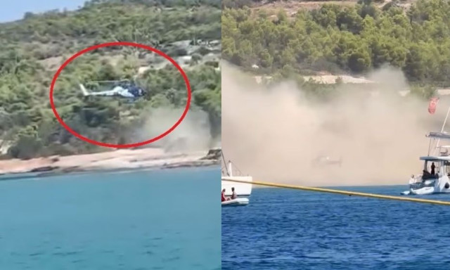 Μετά το Σαρακήνικο και στις Σπέτσες: Ελικόπτερο προσγειώθηκε σε απόσταση αναπνοής από λουόμενους