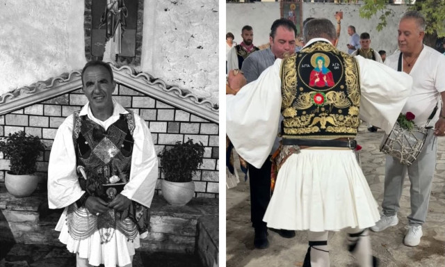 O Νίκος Αλιάγας φόρεσε παραδοσιακή φουστανέλα και χόρεψε σε πανηγύρι στο Μεσολόγγι