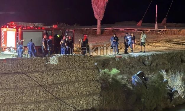 Ηράκλειο: Ολοκληρώθηκε η επιχείρηση ανάσυρσης αυτοκινήτου από τις εκβολές του Γιόφυρου