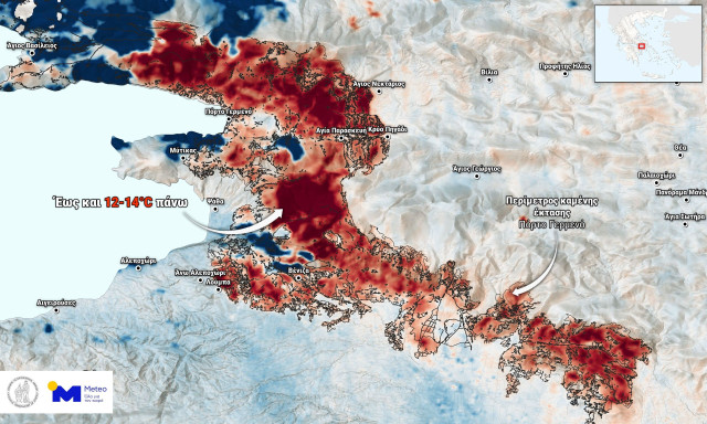 Meteo: Η απώλεια δασικής βλάστησης αυξάνει τις θερμοκρασίες - Δορυφορικά δεδομένα από Πόρτο Γερμενό