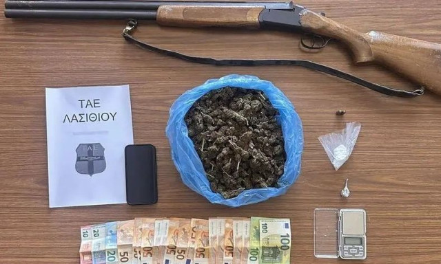 Λασίθι: Έκρυβαν στο σπίτι ναρκωτικά και στο μιτάτο όπλο - Συνελήφθησαν πατέρας και γιος