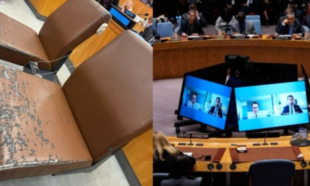 ΟΗΕ: Εικόνες από τις φθαρμένες καρέκλες σε κεντρικό αμφιθέατρο – Το σχόλιο συμβούλου του Ζελένσκι