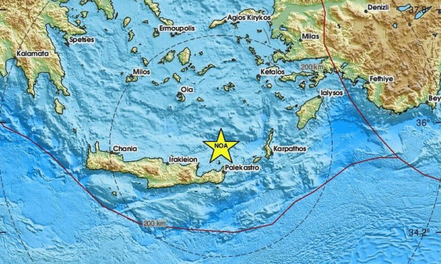 Σεισμός 3,8 Ρίχτερ βόρεια του Λασιθίου Κρήτης