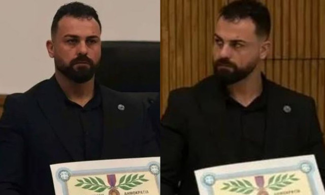 Βραβεύτηκε στη ΓΑΔΑ ειδικός φρουρός που έσωσε οικογένεια από φλεγόμενο διαμέρισμα το 2024